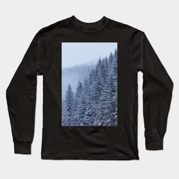 Snow-covered fir forest Long Sleeve T-Shirt by naturalis